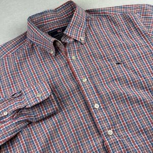 Vineyard Vines Shirt Mens Large‎ Slim Fit Button Front Plaid Whale